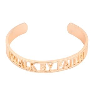 “Walk By Faith” Strong Matte Gold Bangle Bracelet!